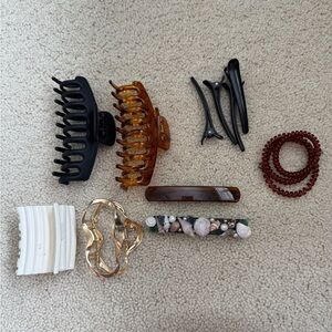 Stylish Hair Clip Collection - Black, Brown, Gold, White